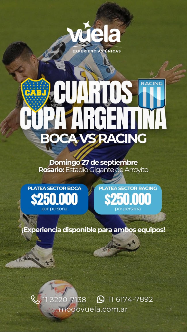 Cuartos Copa Argentina: Boca Juniors vs. Racing en Rosario