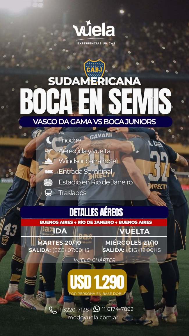 Semifinales Sudamericana: Boca Juniors vs. Vaso Da Gama en Brasil