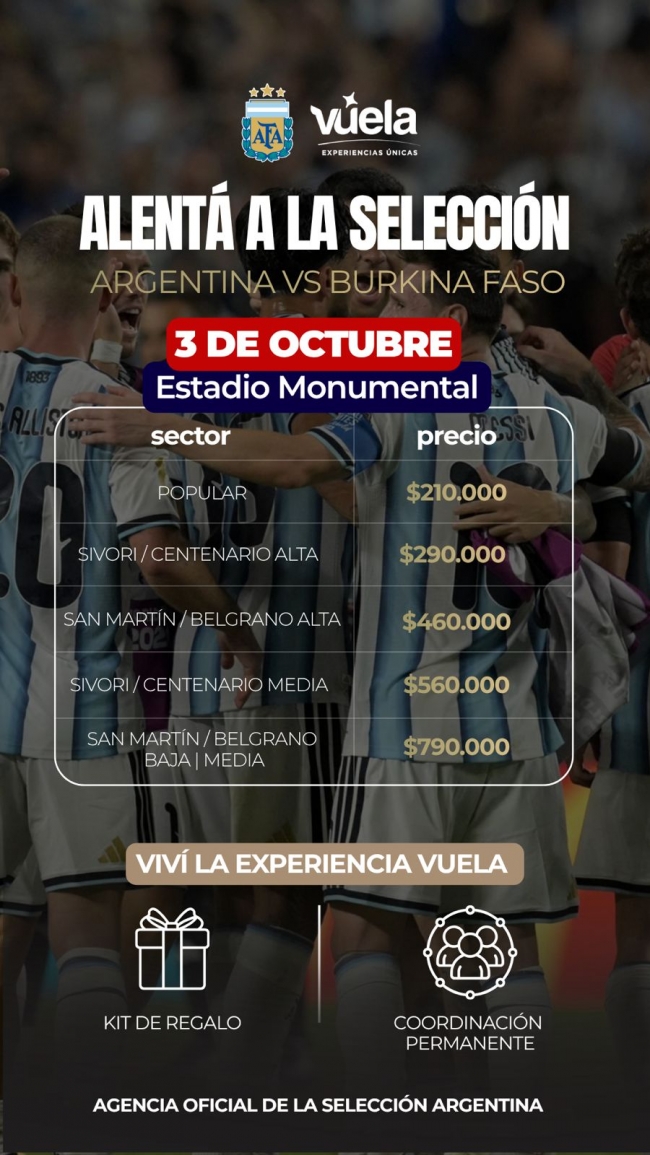 Amistoso Argentina vs Burkina Faso | 3 de octubre