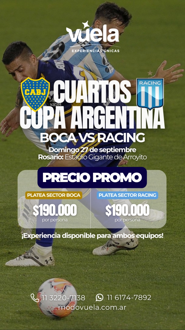 Boca y Racing se medirán en Rosario por los cuartos de Copa Argentina