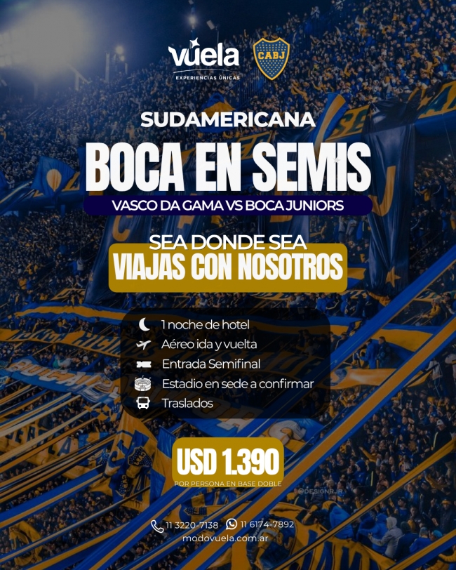 Semifinales Vuelta Sudamericana: Vaso Da Gama en Brasil vs. Boca Juniors